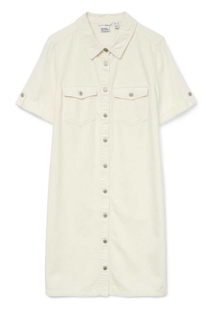VMJENNIE SS SHORT DENIM DRESS GA NO 10309665 CLOUD DANCER